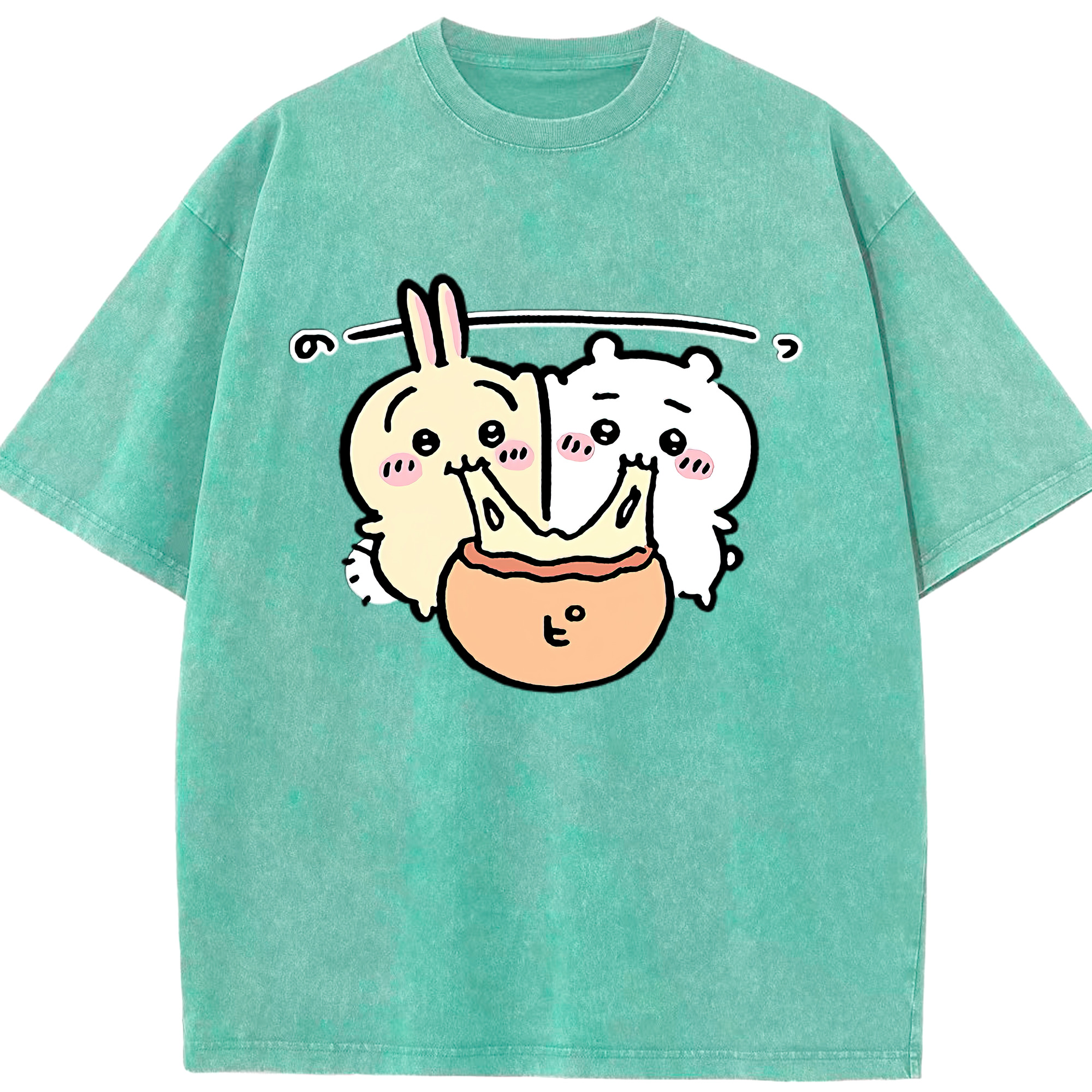 （画像用） ちいかわ うさぎ Chii-kawa usagi 綿100% ヴィンテージ風 半袖Tシャツ（フロントプリント）